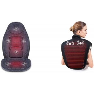 Mighty Rock Vibration Massage Seat Cushion Heating Pad Bundle | Heat 6 Vibrating Motors and 3 Therapy Heating Pad, Back Massager, Massage Chair Pad for Home Office Car use